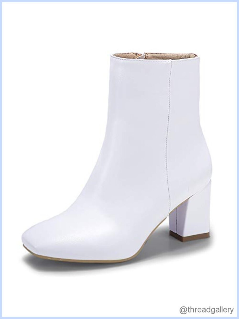 Square Toe Ankle Boots Low Block Heel Side Zipper Booties